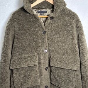 The Sanctuary Mely Sherpa Jacket Anthropologie Olive Green Women’s Size Medium